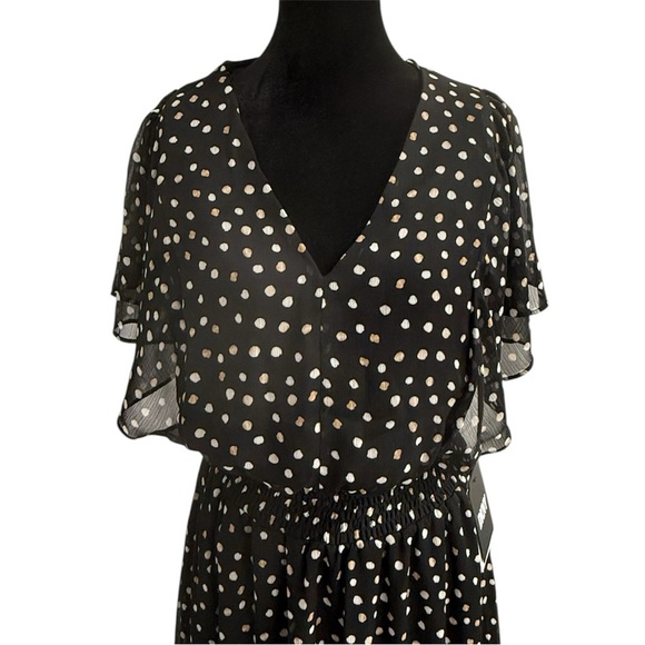 NWT DKNY Flutter Sleeve Fit & Flare Midi Dress Size 10 - Picture 3 of 4